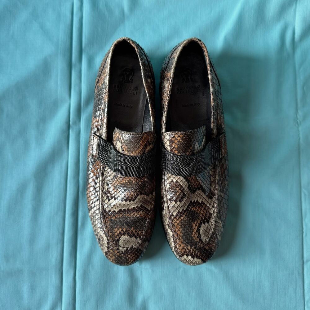 Brunello Cucinelli Python Loafers With Monili Str… - image 4